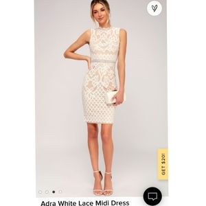 EUC Lulu's white lace midi Adra dress.